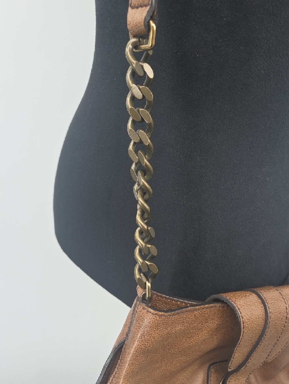 Burberry Brown Leather Crossbody with Chain Accent GORGEOUS - Picture 15 of 16